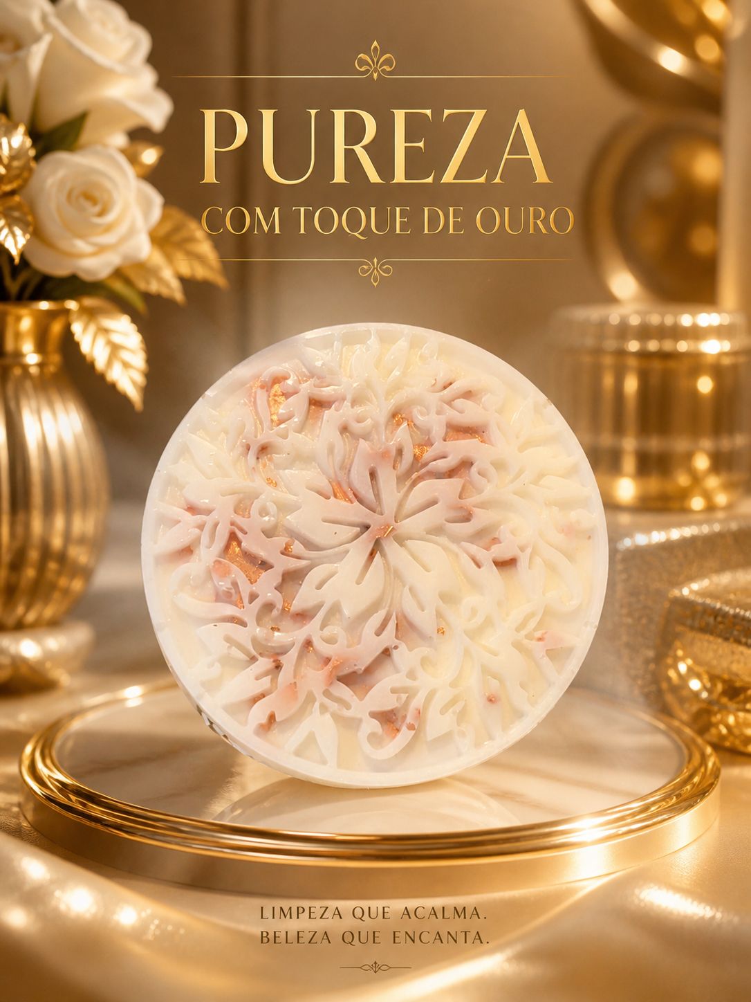 Sabonete Pureza - Baunilha e folhas de ouro