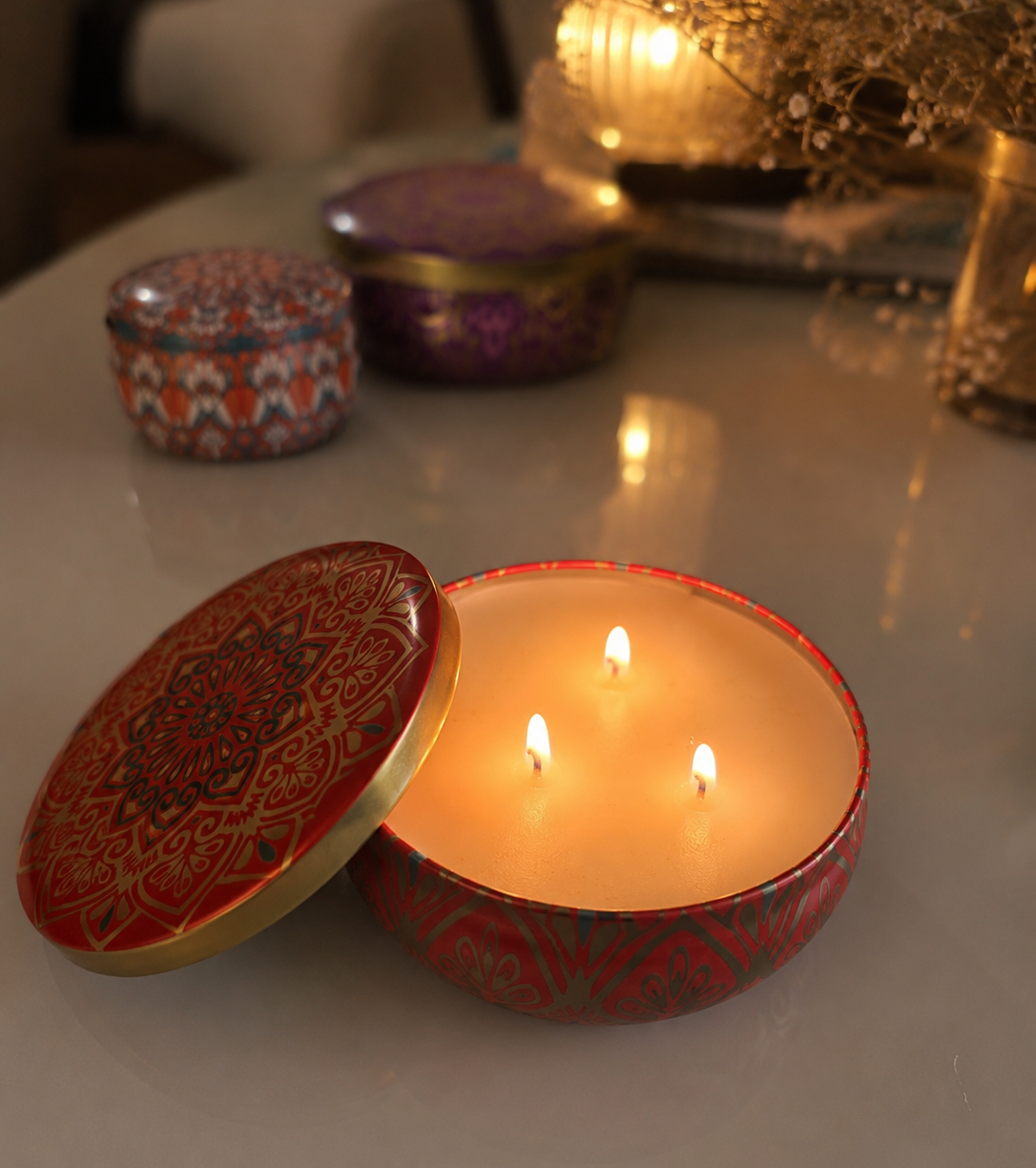 Vela Aromática 2 em 1 - Canela, Baunilha, limão siciliano e Patchouli